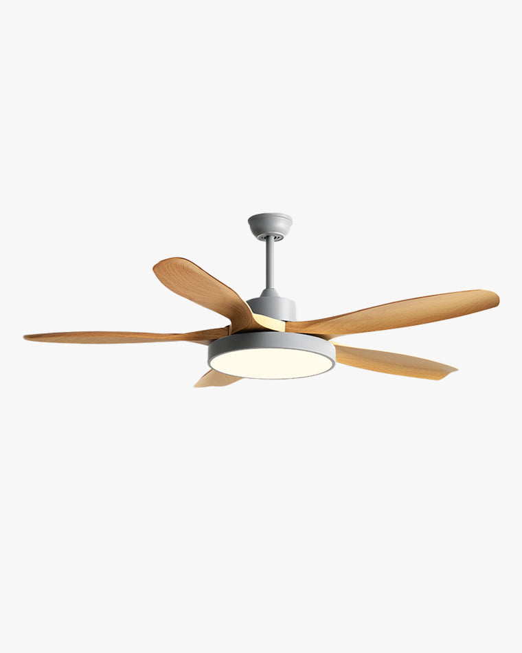 Ventilateur plafond réversible avec éclairage LED intégré. Design moderne et épuré.