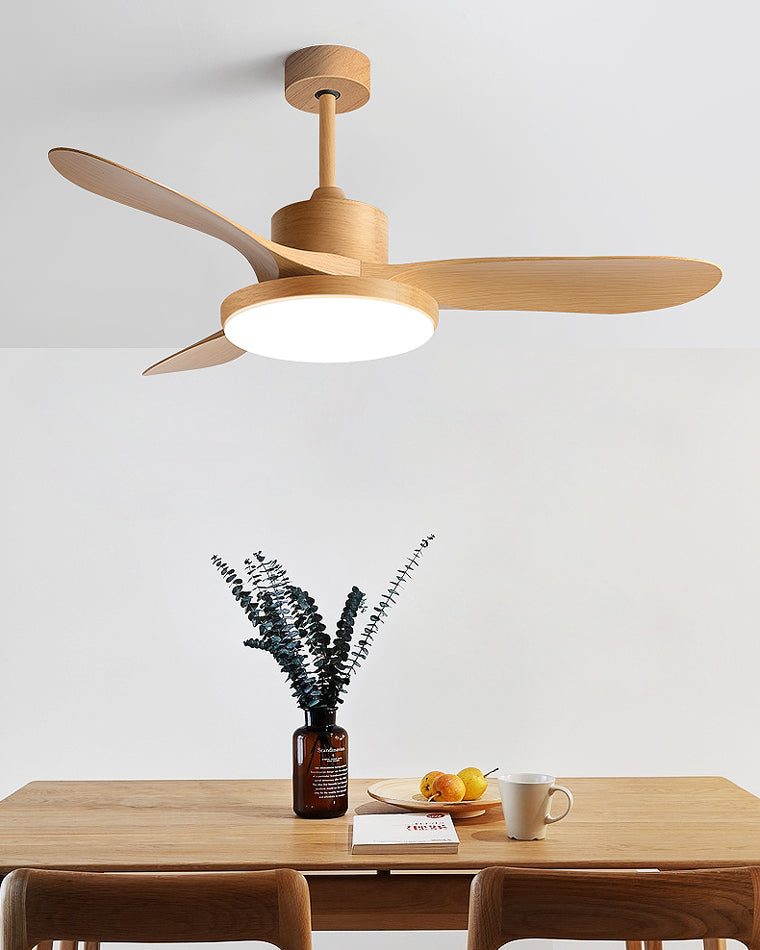 Ventilateur plafond réversible avec éclairage LED intégré. Design moderne et épuré.