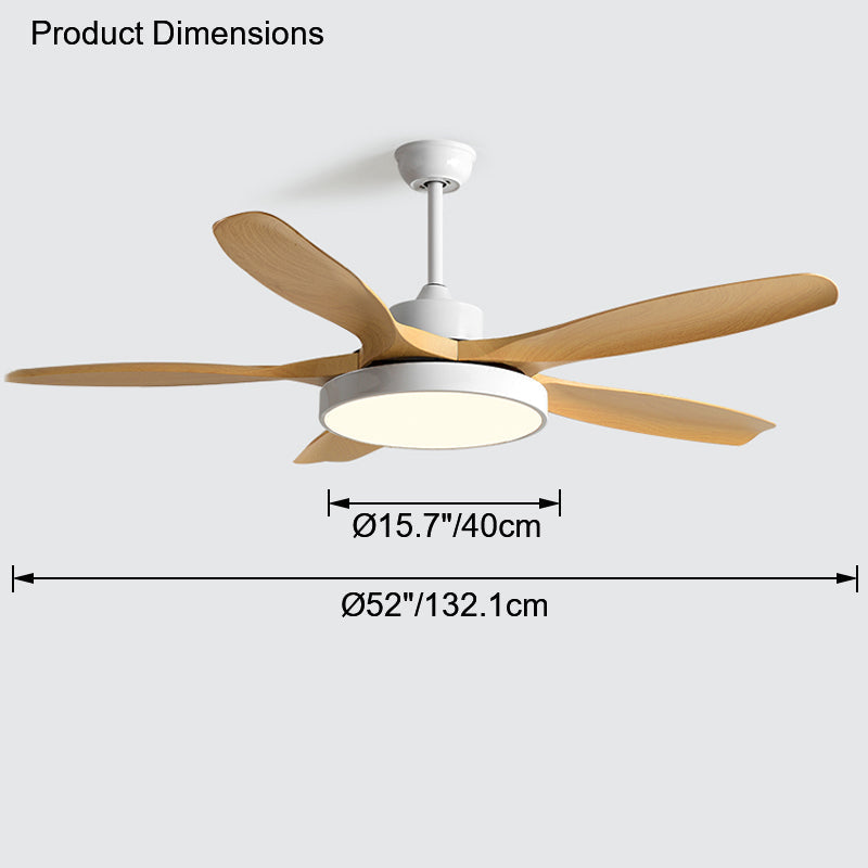 Ventilateur plafond réversible avec éclairage LED intégré. Design moderne et épuré.