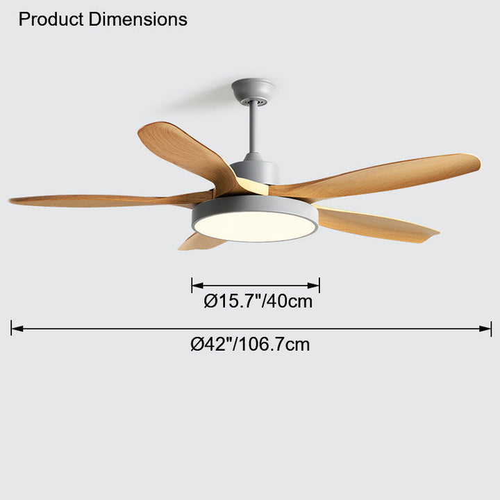 Ventilateur plafond réversible avec éclairage LED intégré. Design moderne et épuré.