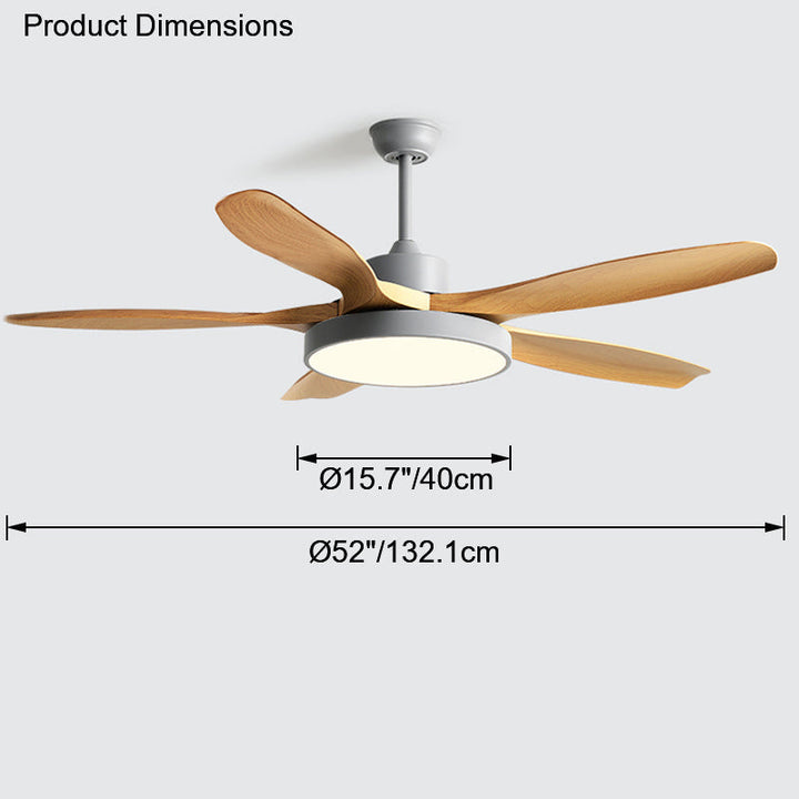 Ventilateur plafond réversible avec éclairage LED intégré. Design moderne et épuré.