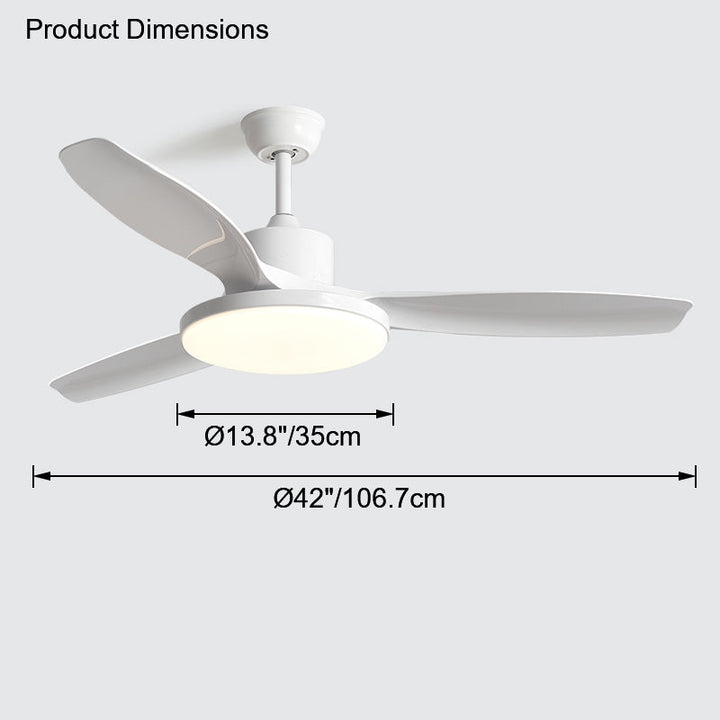 Ventilateur plafond réversible avec éclairage LED intégré. Design moderne et épuré.