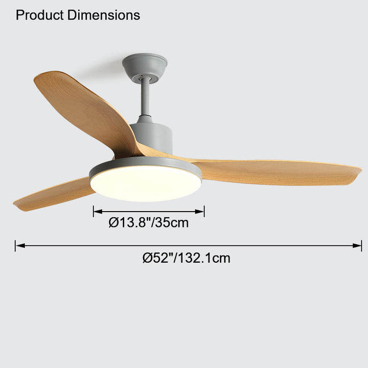 Ventilateur plafond réversible avec éclairage LED intégré. Design moderne et épuré.