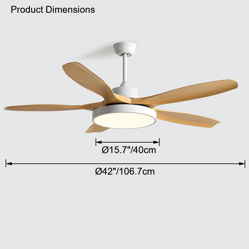 Ventilateur plafond réversible avec éclairage LED intégré. Design moderne et épuré.