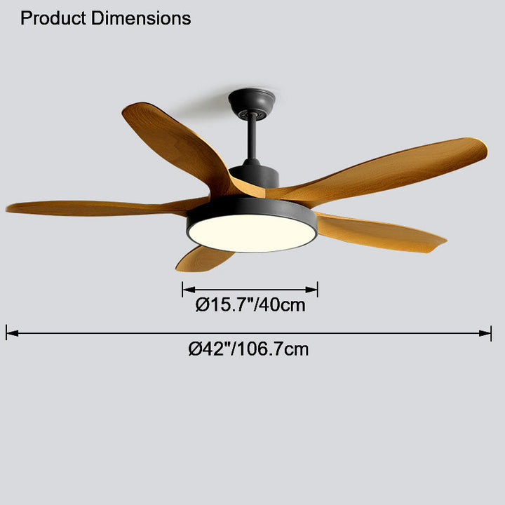 Ventilateur plafond réversible avec éclairage LED intégré. Design moderne et épuré.