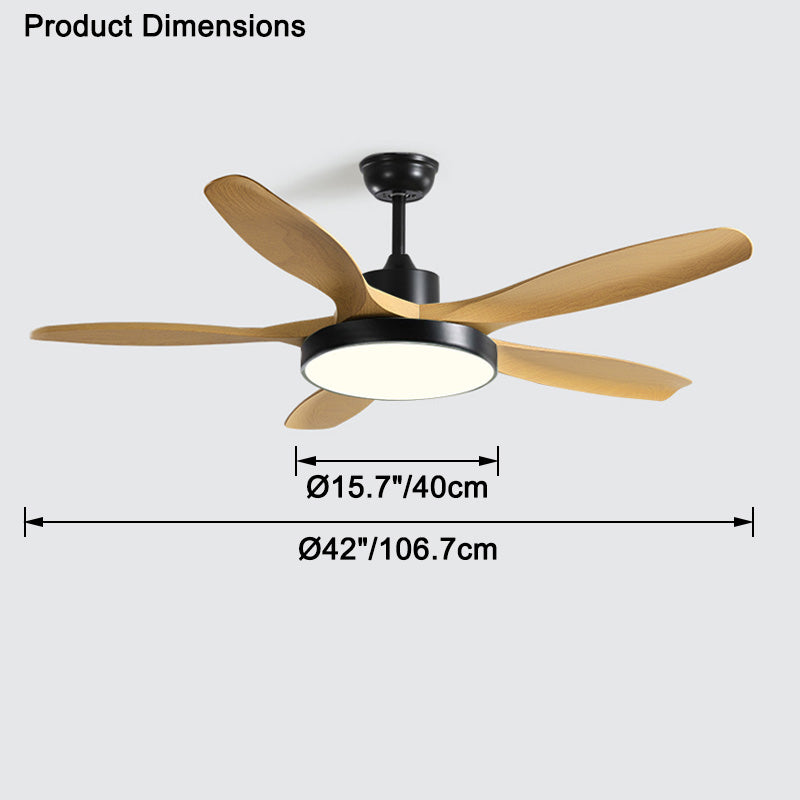 Ventilateur plafond réversible avec éclairage LED intégré. Design moderne et épuré.