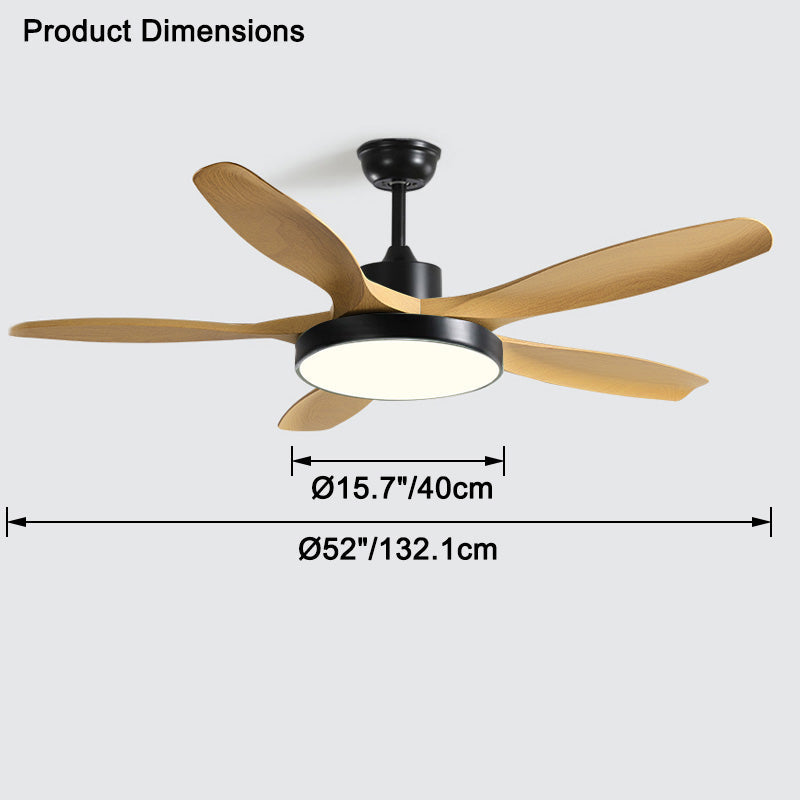 Ventilateur plafond réversible avec éclairage LED intégré. Design moderne et épuré.
