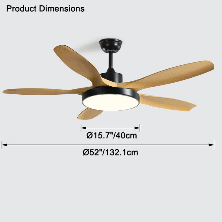 Ventilateur plafond réversible avec éclairage LED intégré. Design moderne et épuré.