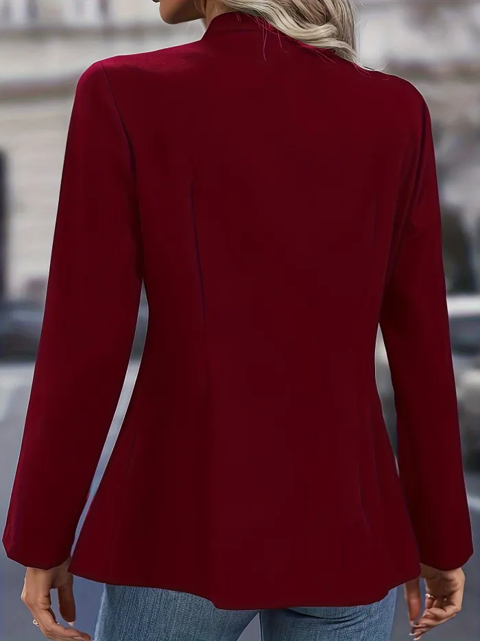 Veste ajustée élégante pour bureau.  Coupe chic, noir, bleu ou rouge.