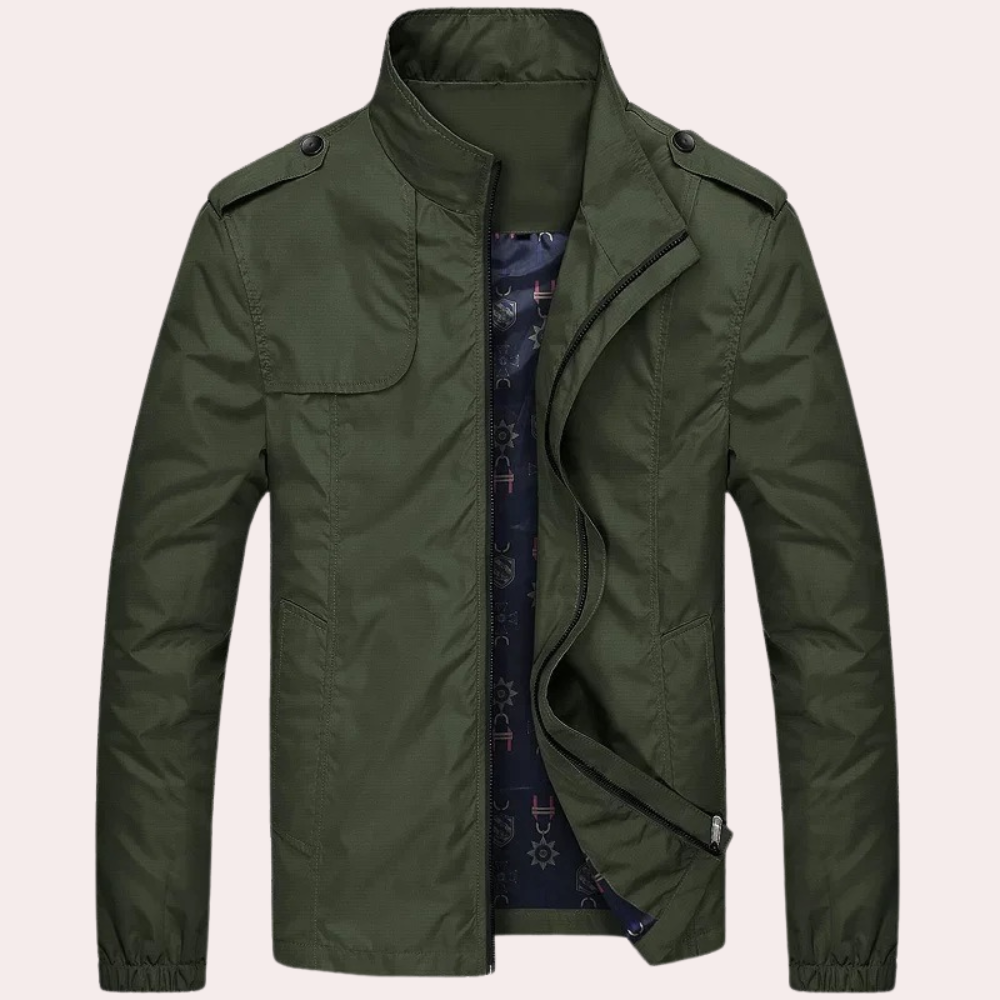 Veste bomber homme élégante et robuste.  Coupe flatteuse, tissu résistant.  Idéale pour un style décontracté.