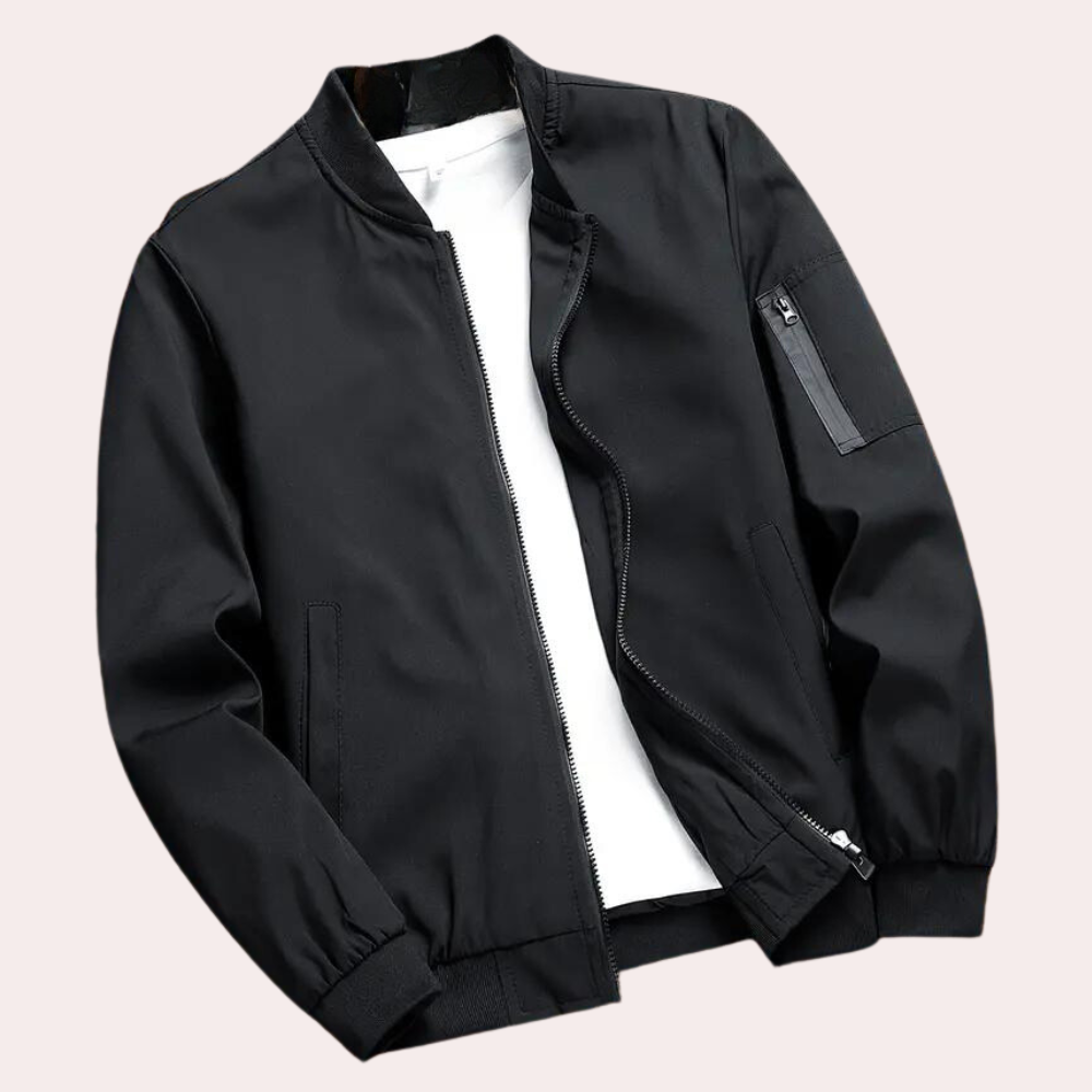 Veste bomber homme, style décontracté chic.  Coupe élégante, tissu doux.  Parfait pour le printemps, l'automne et l'hiver.
