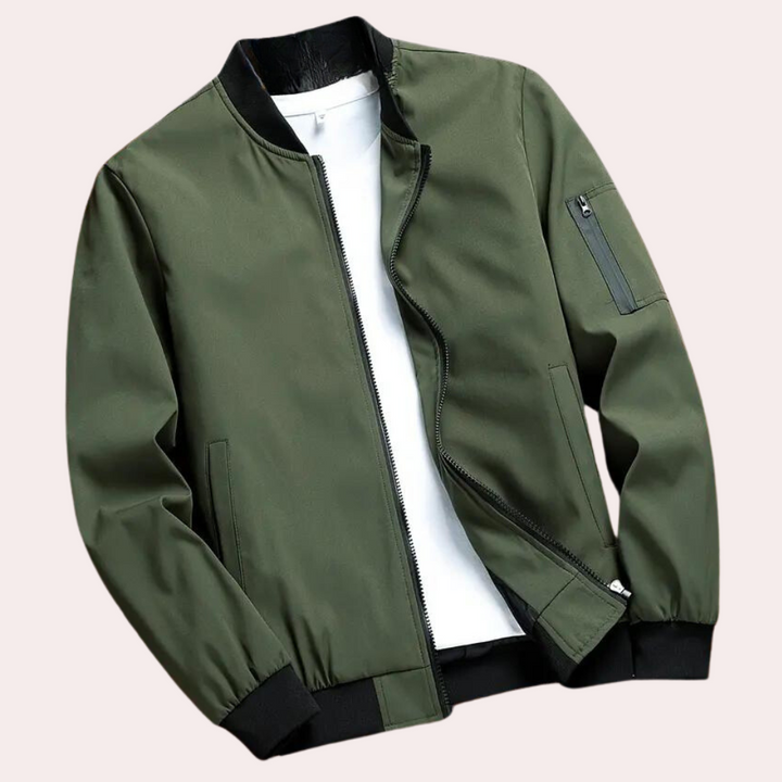 Veste bomber homme, style décontracté chic.  Coupe élégante, tissu doux.  Parfait pour le printemps, l'automne et l'hiver.