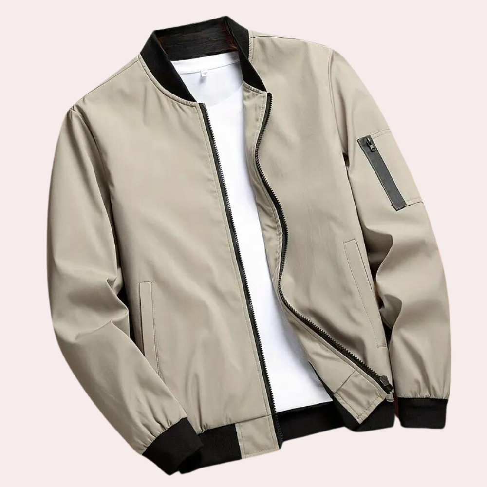 Veste bomber homme, style décontracté chic.  Coupe élégante, tissu doux.  Parfait pour le printemps, l'automne et l'hiver.
