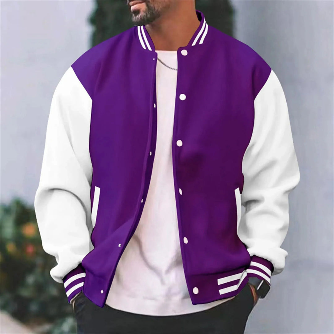 Veste bomber varsity gris pour homme, coupe slim-fit. Tendance et confortable, mode décontractée.