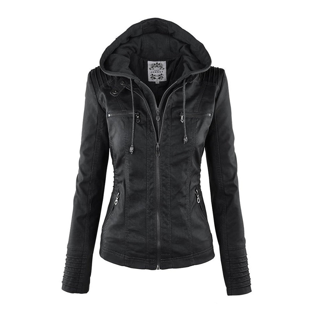Manteau femme chic et tendance avec capuche, idéal pour un look décontracté automnal.