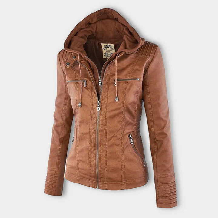 Veste à capuche coupe-vent pour femme, alliant confort et élégance pour la mi-saison.