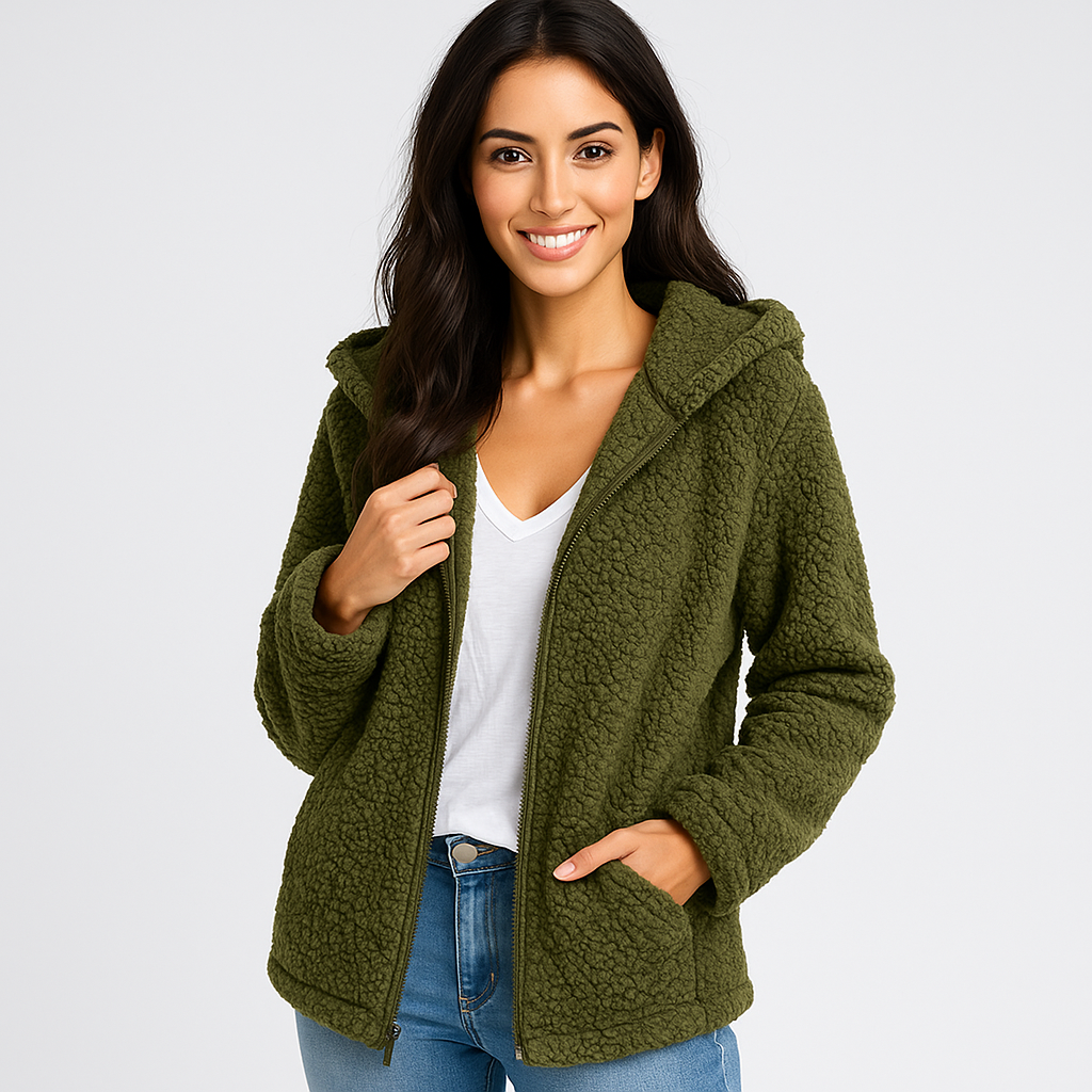 Veste chaude et confortable à capuche pour femme, idéale pour les jours froids d'hiver.