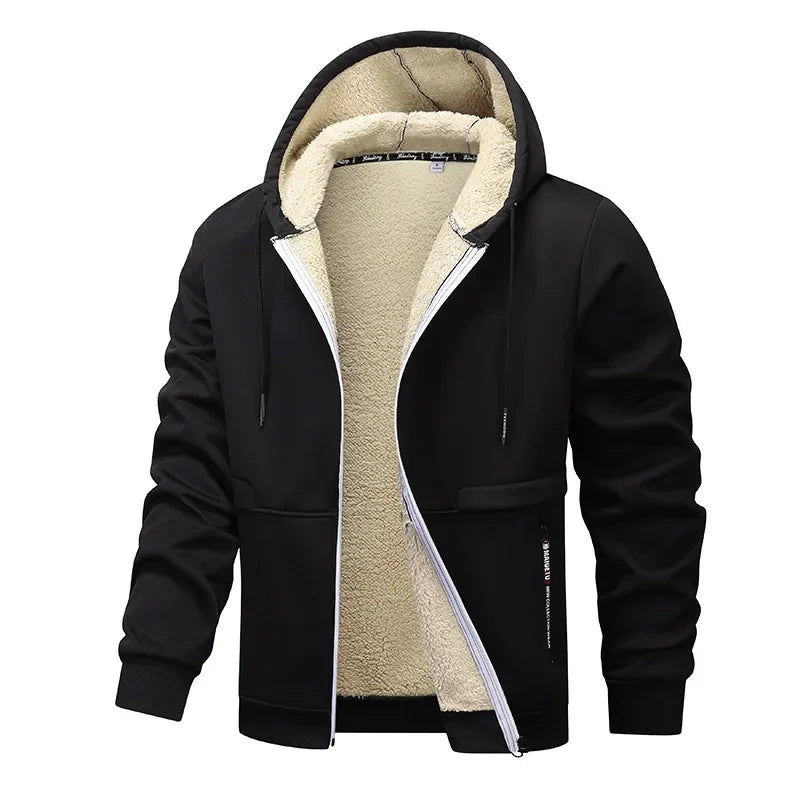 Veste chaude doublée pour hommes, idéale automne/hiver. Confort urbain et protection contre le froid.