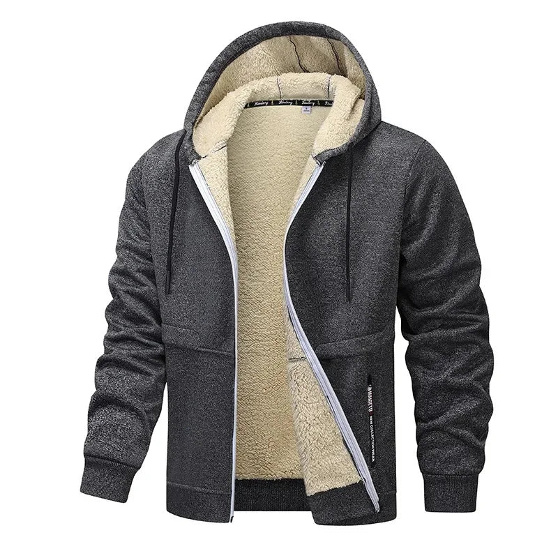 Veste homme décontractée avec capuche, parfaite pour le style urbain et la protection hivernale. Chaud et confortable.