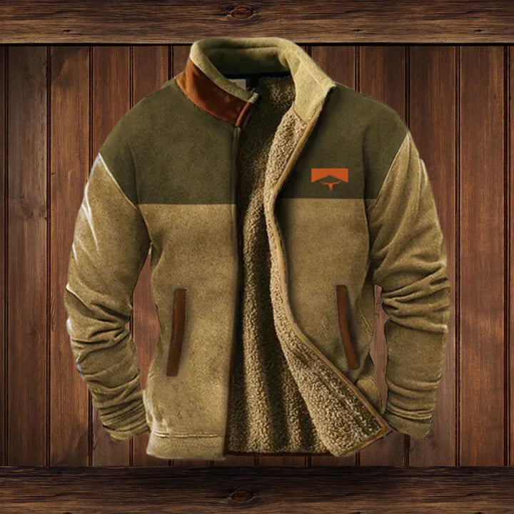 Veste homme chaude style western à motifs ethniques pour l'hiver. Idéale pour un look décontracté et confortable.