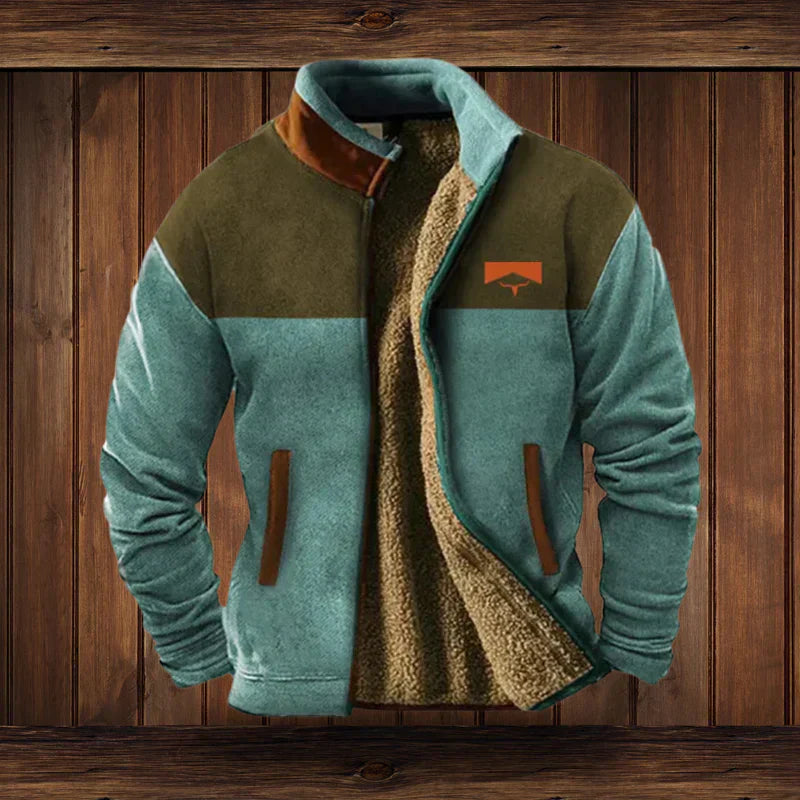 Confort hivernal : Veste chaude homme style western avec motifs ethniques. Parfaite pour une mode décontractée et stylée.