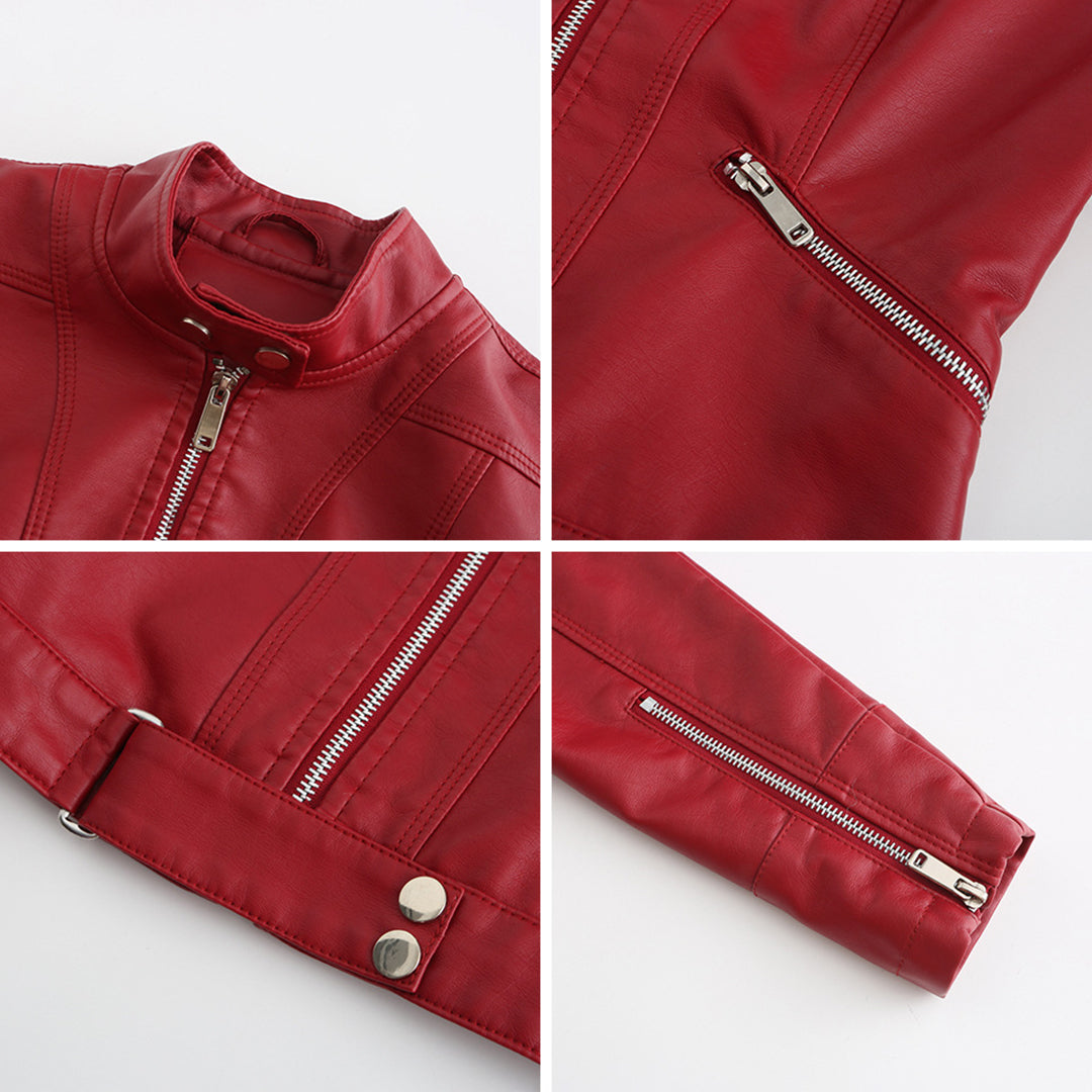 Veste courte en cuir femme, élégante et stylée. Coupe flatteuse.