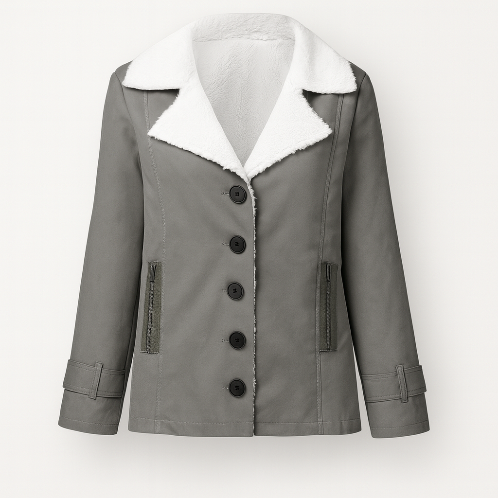 Veste d'hiver femme chaude et élégante, avec revers crantés chics. Parfait pour la mode hiver.