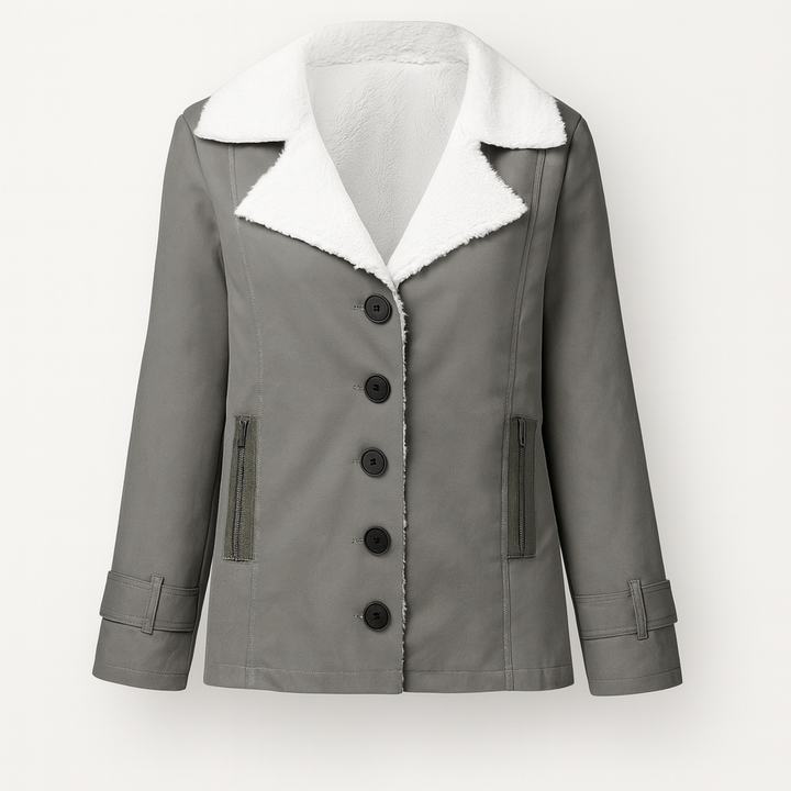 Veste d'hiver femme chaude et élégante, avec revers crantés chics. Parfait pour la mode hiver.