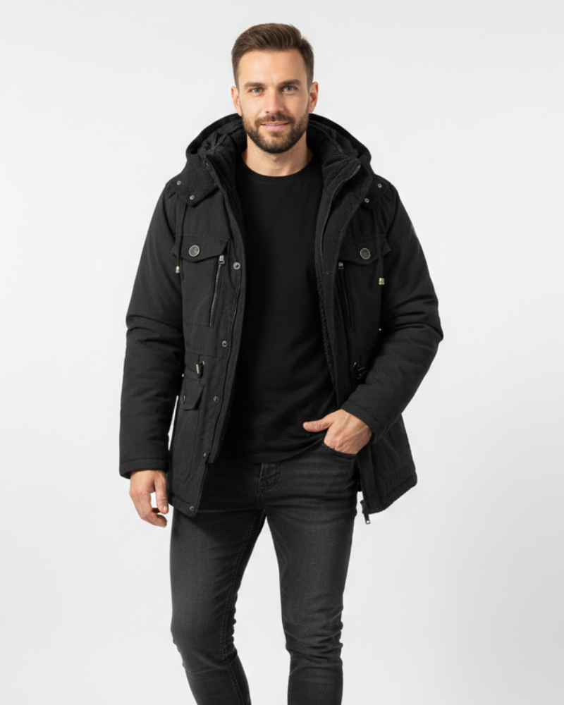 Manteau homme hiver chaud et respirant, imperméable et coupe-vent. Veste d'extérieur confortable pour temps froid.