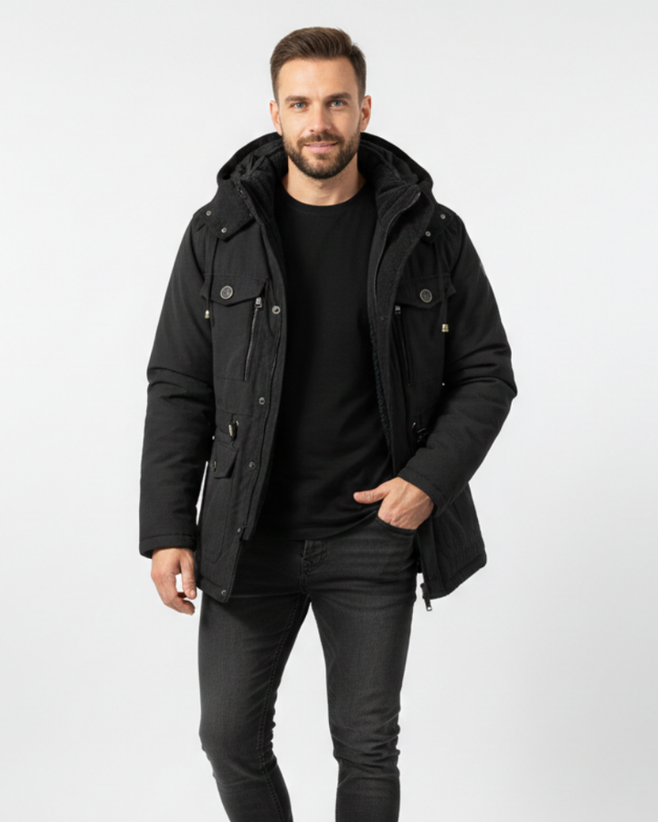 Manteau homme hiver chaud et respirant, imperméable et coupe-vent. Veste d'extérieur confortable pour temps froid.