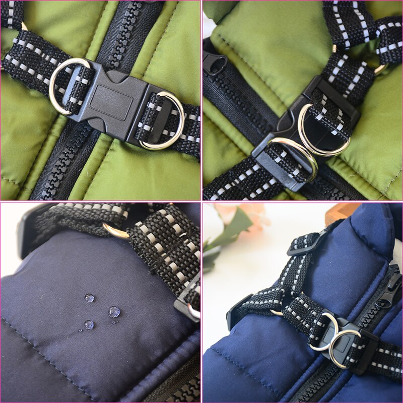 Manteau chaud et imperméable pour chien, tissu résistant, parfait pour l'hiver et la pluie.