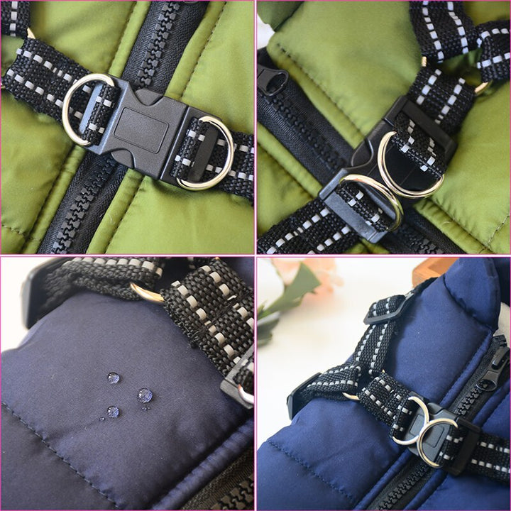 Manteau chaud et imperméable pour chien, tissu résistant, parfait pour l'hiver et la pluie.