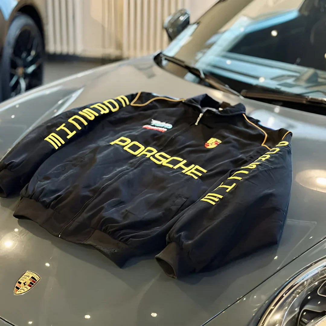 Veste de course rétro unisexe. Style F1 vintage, coupe élégante et confortable. Idéale pour le quotidien ou les événements sp