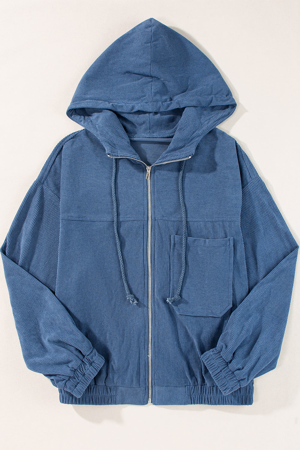 "Veste décontractée velours côtelé marron avec capuche, coupe fluide pour femmes, élégante et tendance"