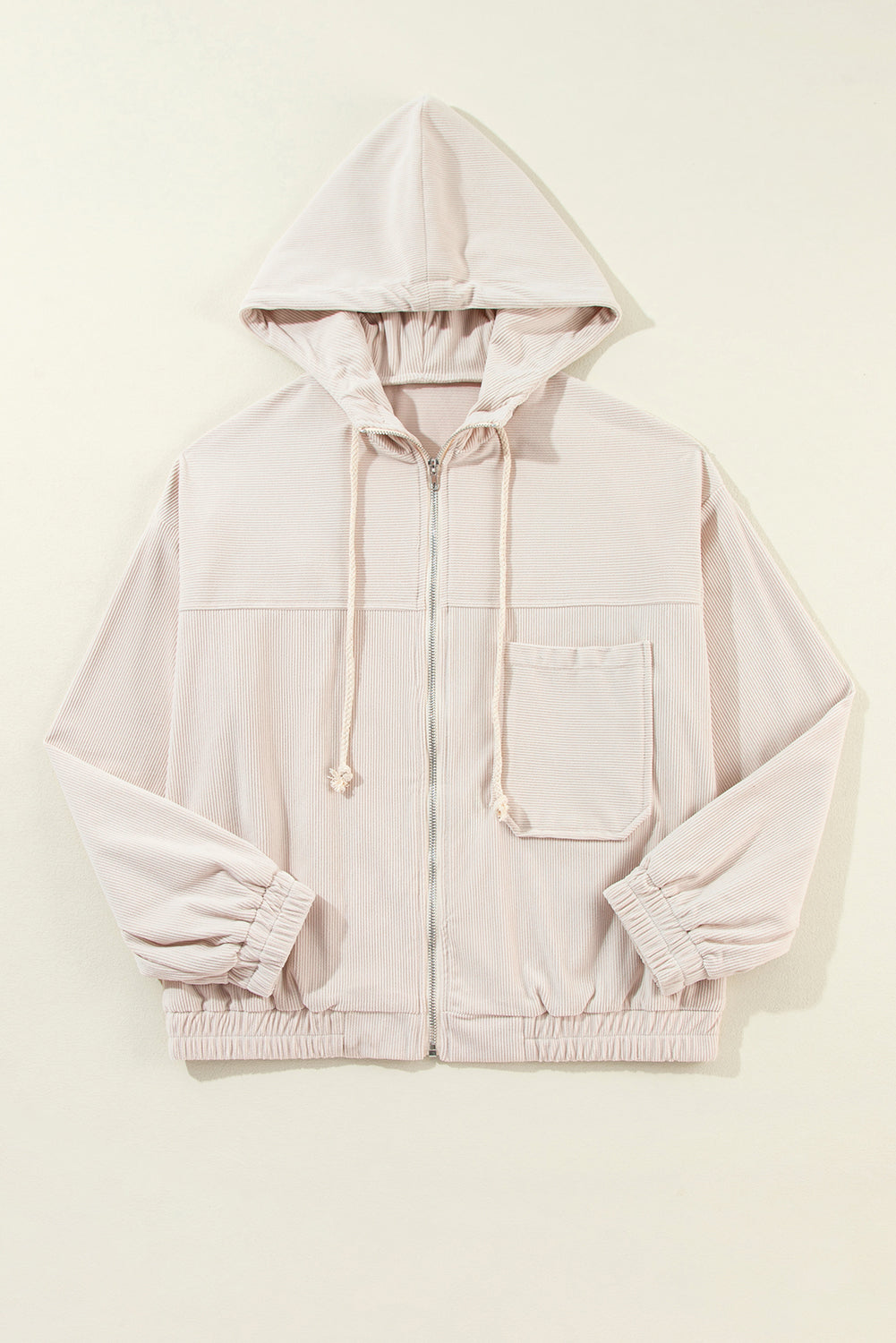 "Veste décontractée velours côtelé marron avec capuche, coupe fluide pour femmes, élégante et tendance"