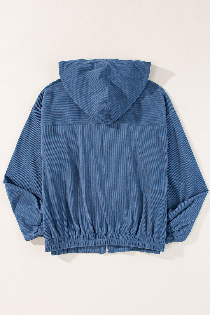 "Veste décontractée velours côtelé marron avec capuche, coupe fluide pour femmes, élégante et tendance"