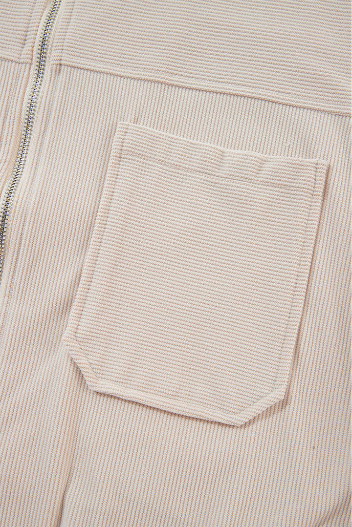 "Veste décontractée velours côtelé marron avec capuche, coupe fluide pour femmes, élégante et tendance"