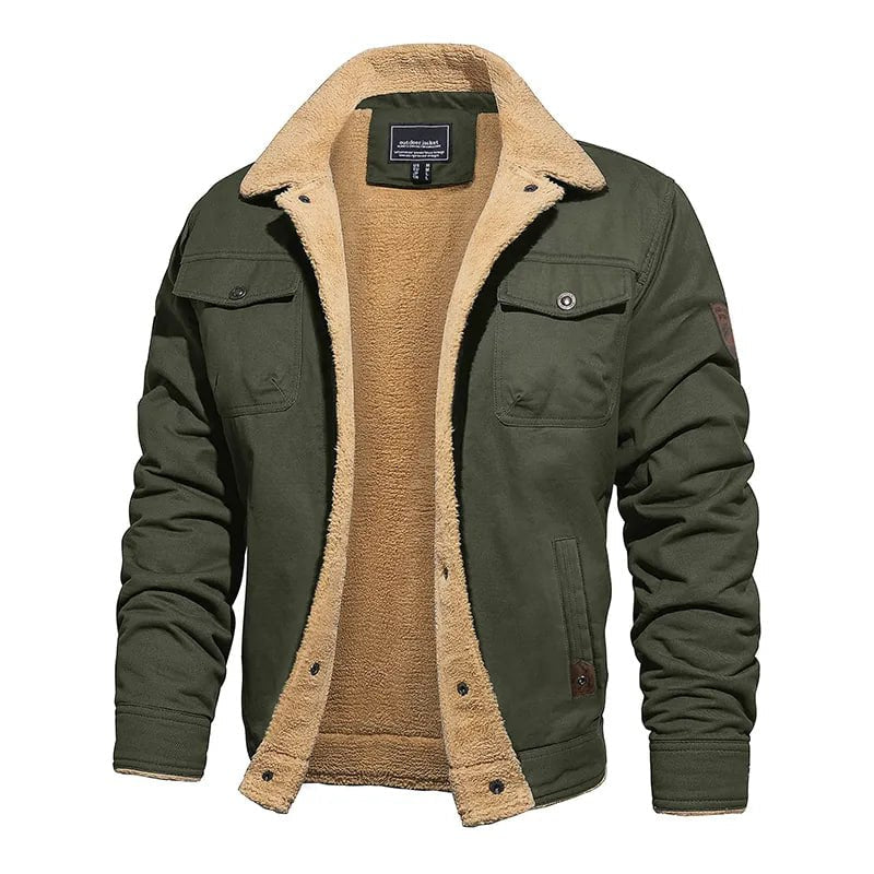 "Veste doublée fausse fourrure pour homme, élégante et chaude vue de face"