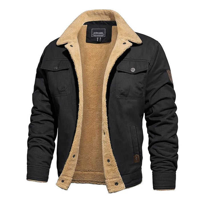 "Veste doublée fausse fourrure pour homme, élégante et chaude vue de face"