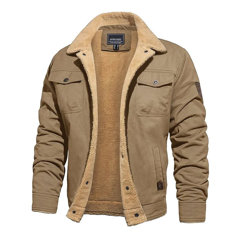 "Veste doublée fausse fourrure pour homme, élégante et chaude vue de face"