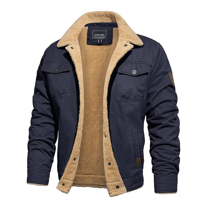 "Veste doublée fausse fourrure pour homme, élégante et chaude vue de face"