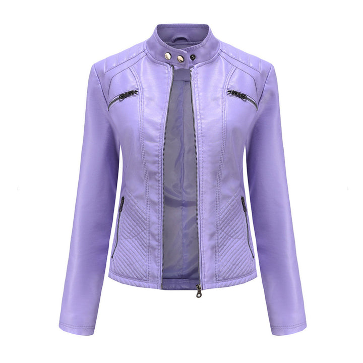 Veste en cuir chic et moderne.  Coupe élégante, détails raffinés.  Idéale pour un look urbain.