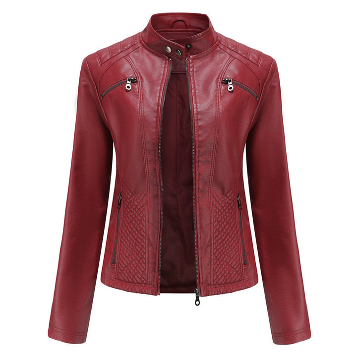 Veste en cuir chic et moderne.  Coupe élégante, détails raffinés.  Idéale pour un look urbain.