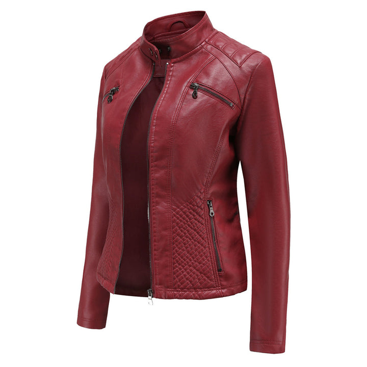 Veste en cuir chic et moderne.  Coupe élégante, détails raffinés.  Idéale pour un look urbain.
