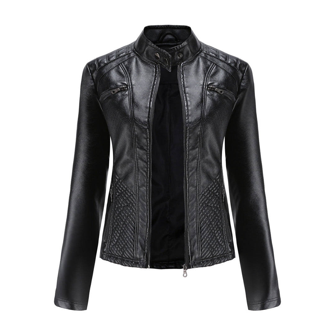 Veste en cuir chic et moderne.  Coupe élégante, détails raffinés.  Idéale pour un look urbain.