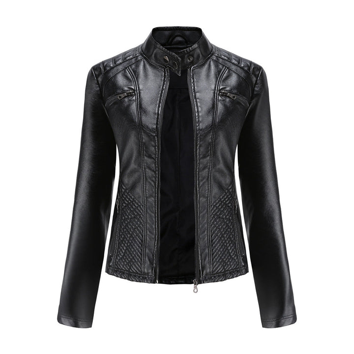 Veste en cuir chic et moderne.  Coupe élégante, détails raffinés.  Idéale pour un look urbain.