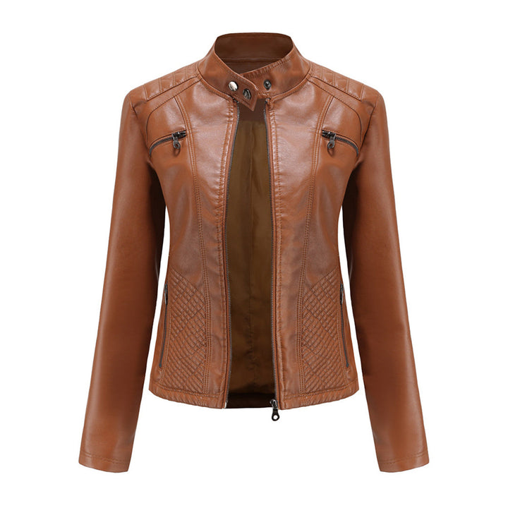 Veste en cuir chic et moderne.  Coupe élégante, détails raffinés.  Idéale pour un look urbain.