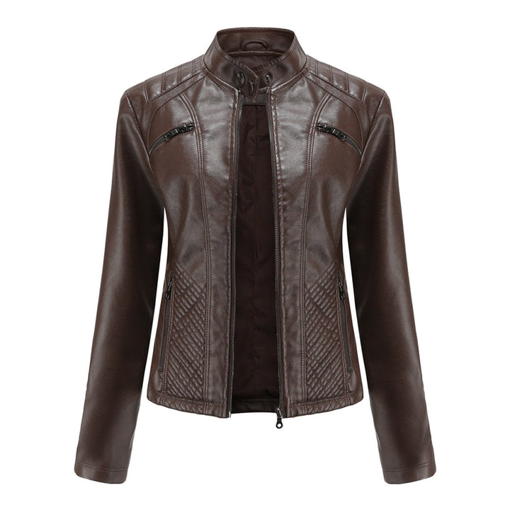 Veste en cuir chic et moderne.  Coupe élégante, détails raffinés.  Idéale pour un look urbain.