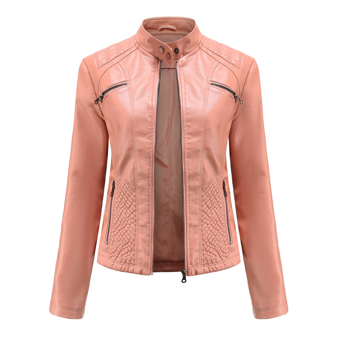Veste en cuir chic et moderne.  Coupe élégante, détails raffinés.  Idéale pour un look urbain.