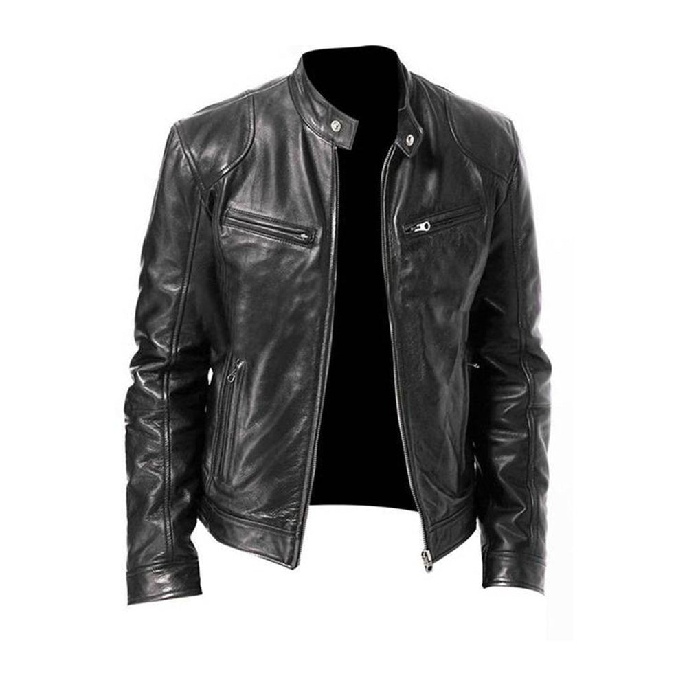 Veste en cuir homme, coupe classique, style élégant et intemporel.  Qualité supérieure.